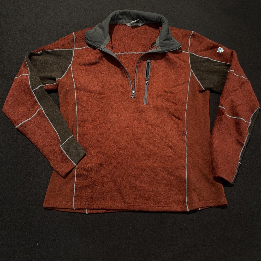 Kuhl Revel 1/4-Zip Fleece Pullover BRIC/CHARCOAL Outdoor Mens Size Medium
